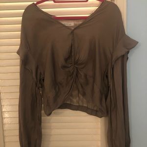Silk army green blouse